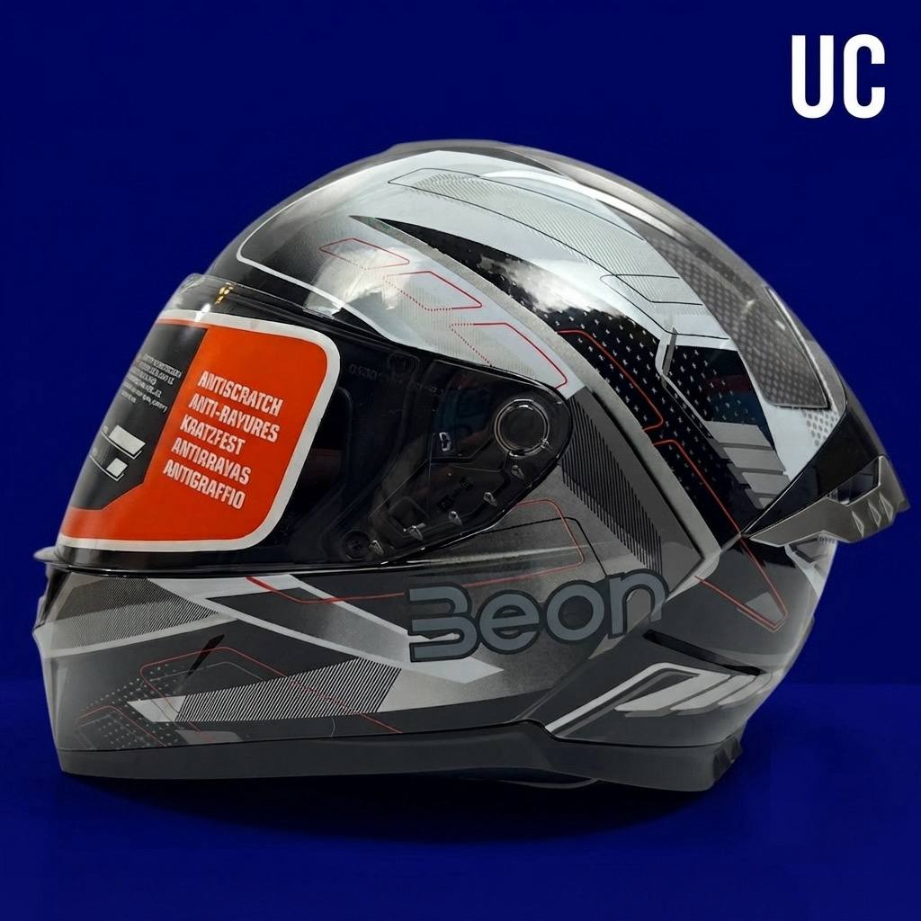 کلاه کاسکت فک ثابت بیون Beon کد 507 مشکی سفید